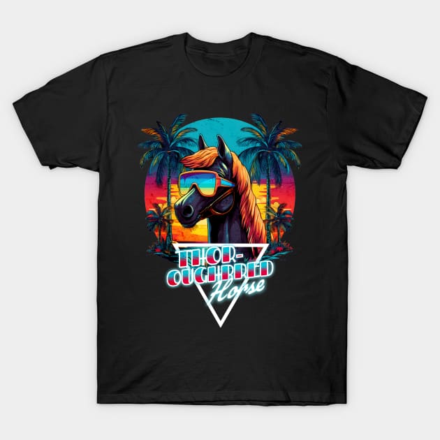 Retro Wave Thoroughbred Miami Horse T-Shirt by Miami Neon Designs